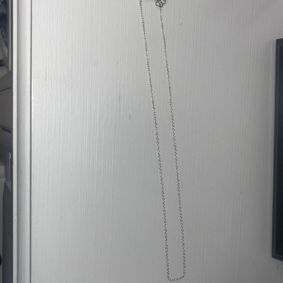 Double Chain Choker: Silver Plain Chain & Black Leather Chain with Silver Piece - Picture 3 of 3